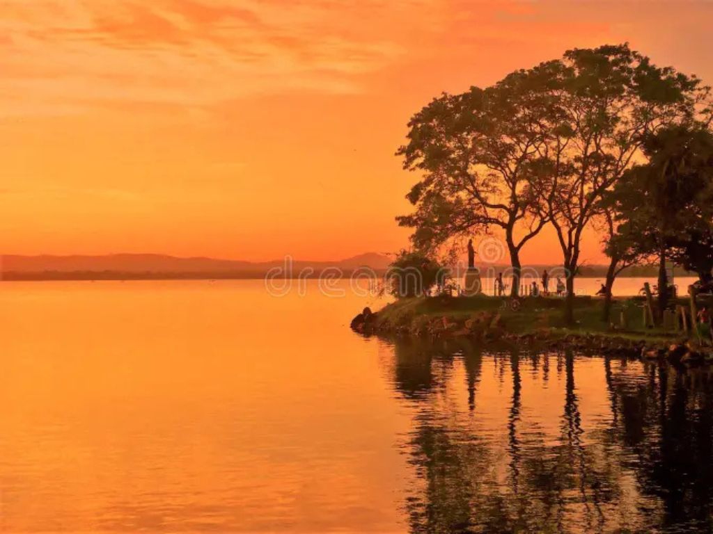 Sunset walk by Parakrama Samudra